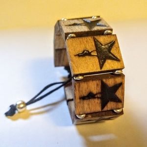 Hamilton wood tile engraved slip cord bracelet
